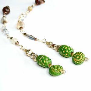 Dowsing Pendulum, Divination Tools, Clay Obsidian Agate Hematite, 1 PC